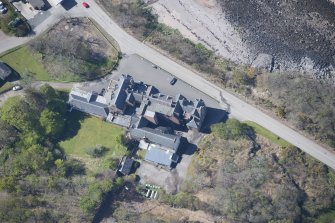 Oblique aerial view of Gairloch Hotel, looking SW.