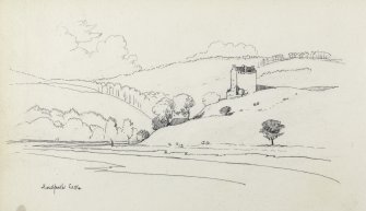 Sketch showing Neidpath Castle.