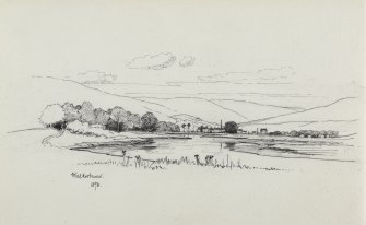 Sketch showing distant view of Walkerburn village.