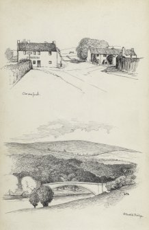 Sketches of Clovenford village and Ashestiel bridge.