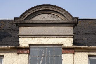 Detail of pediment on east facing elevation.