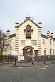 General view of main entrance and gatesl, taken from the south east.