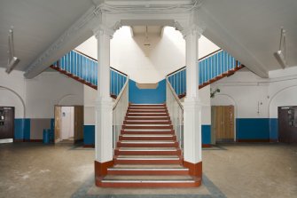 Interior view of ground floor stair hall at Tynecastle High School, Edinburgh.