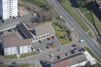 Oblique aerial view of St Mark's Episcopal Church, looking SSW.