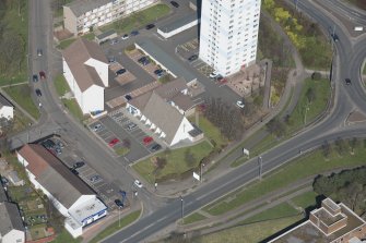 Oblique aerial view of St Mark's Episcopal Church, looking SE.