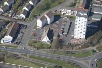 Oblique aerial view of Lister Tower and St Mark's Episcopal Church, looking ENE.