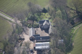 Oblique aerial view of Wester Kittochside Farm, looking S.