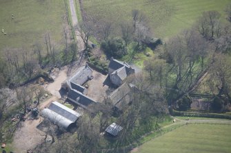 Oblique aerial view of Wester Kittochside Farm, looking ESE.