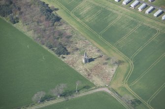 Oblique aerial view of Macrae's Monument, looking W.