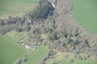 Oblique aerial view of Auchinleck Old House, looking WNW.