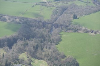 Oblique aerial view of Ballochmyle Railway Viaduct, looking SW.