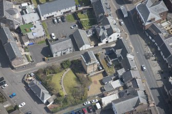 Oblique aerial view of Newmilns Tower, looking E.