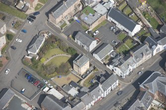 Oblique aerial view of Newmilns Tower, looking NE.