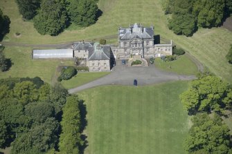 Oblique aerial view of The Drum Country House, looking WNW.
