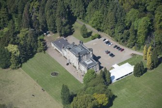 Oblique aerial view of Melville Castle, looking NW.