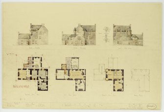 Shaded elevations and floor plans, Cromey Castle, Banffshire