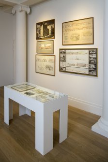 General view of Archive items in memorial exhibition to Sir Anthony Wheeler at Royal Scottish Academy, The Mound, Edinburgh