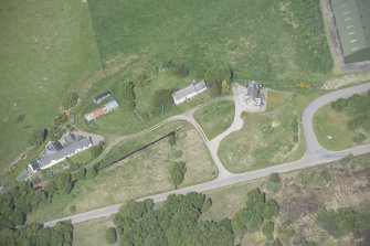 Oblique aerial view of Ballantruan Farmhouse, looking NNW.