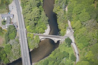 Oblique aerial view of the Old Bridge of Avon, looking NW.