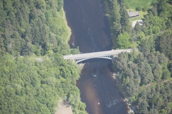 Oblique aerial view of the Bridge of Carron, looking S.