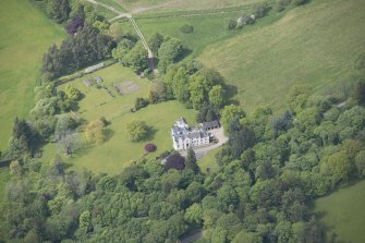 Oblique aerial view of Kininvie House, looking W.