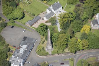Oblique aerial view of the Buchanan Monument, looking WNW.