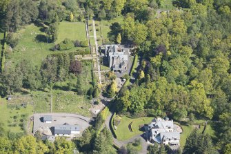 Oblique aerial view of Auchenibert Country House, looking NNE.
