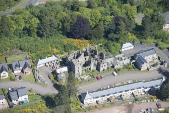 Oblique aerial view of Broadfield Hospital, looking N.