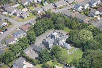 Oblique aerial view of Kincaid House, looking NE.