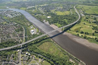 General oblique aerial view of the River Clyde centred on the Erskine Bridge, looking S.