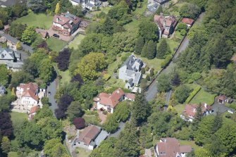 Oblique aerial view of Windyhill House, looking NNW.