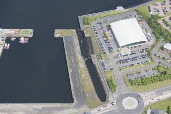 Oblique aerial view of Cartsburn Shipyard Dry Dock, looking NE.