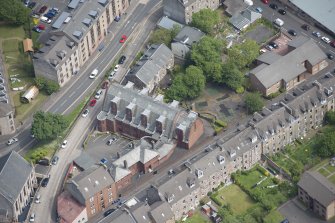 Oblique aerial view of Orangefield Baptist Church, looking ENE.