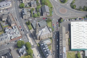 Oblique aerial view of The Old Kirk, looking E.