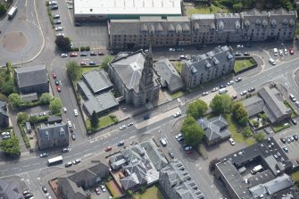 Oblique aerial view of The Old Kirk, looking SSE.