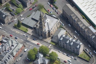 Oblique aerial view of The Old Kirk, looking ESE.