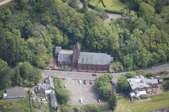 Oblique aerial view of Skelmorlie Parish Church, looking ESE.