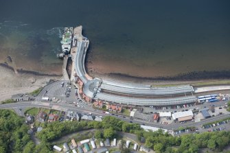 Oblique aerial view of Wemyss Bay Station and Railway Station, looking W.