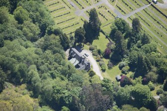 Oblique aerial view of Old Kilmun House, looking SE.