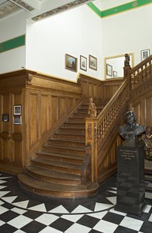 Ground floor. Staircase and bust of Alexander Wilson, Provincial Grand Master 1911.