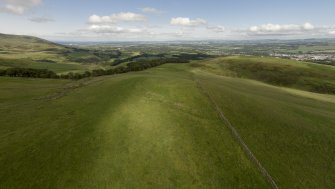 Oblique aerial view of Turnhouse Hill fort looking east.