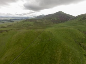 Oblique aerial view of Turnhouse Hill fort looking west.