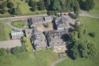 Oblique aerial view of Newliston House, looking N.