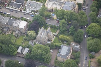 Oblique aerial view of 28 Murrayfield House, looking SE.