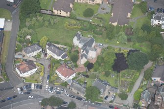 Oblique aerial view of Roseburn House, looking NW.