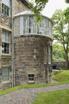 Eskbank House. View of first floor conservatory from West.