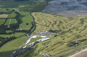 Oblique aerial view of the southern and western parts of The Old Course, looking WNW.