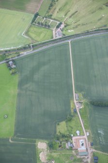 Oblique aerial view of the cropmarks of the rig, looking WSW.