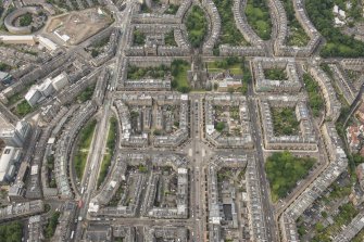 Oblique aerial view of the Western New Town, looking SW.