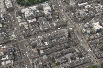 Oblique aerial view of George Street, Hanover Street and Assembly Rooms, looking S.